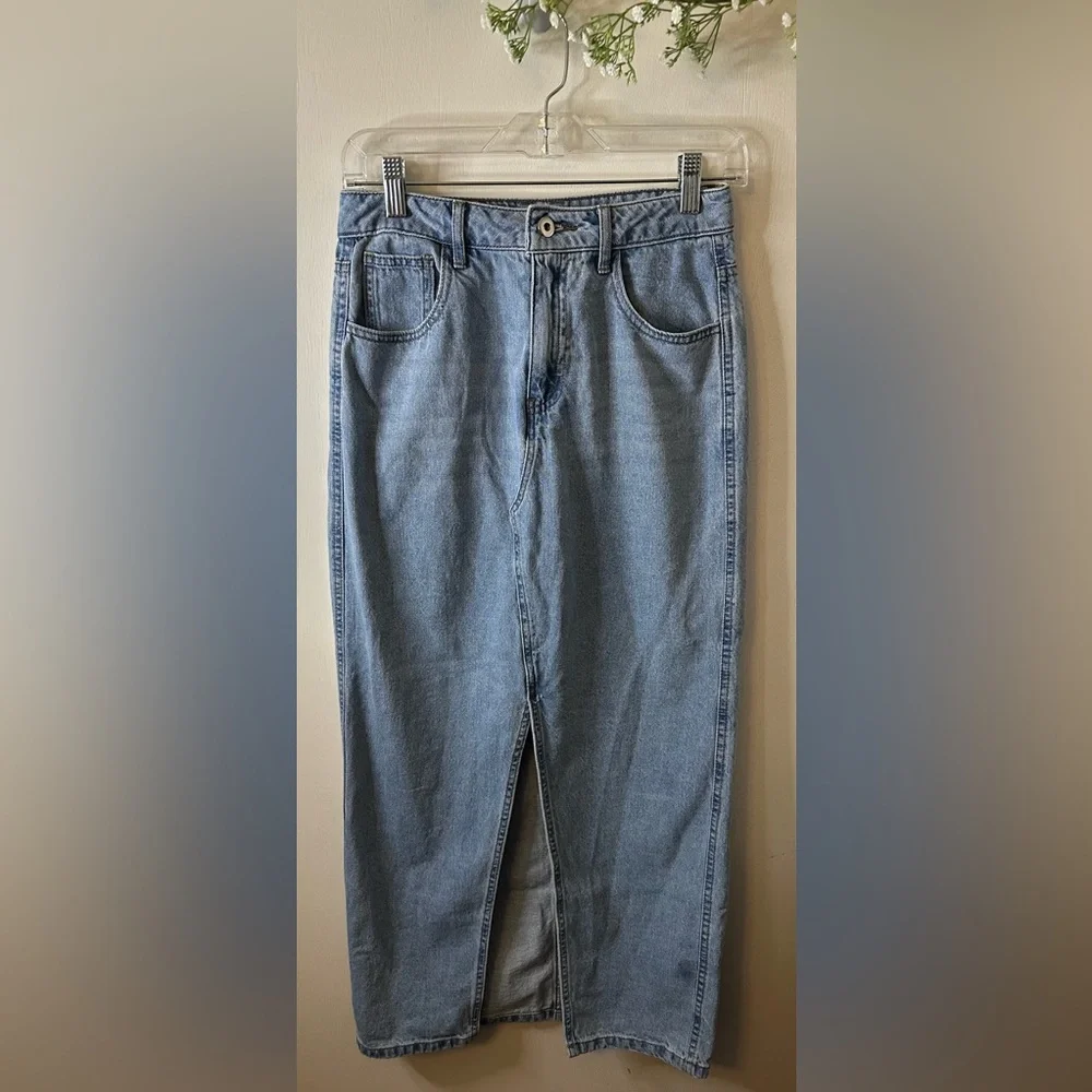 (A63)Hunter & Brown | Classic Blue Denim Maxi Skirt